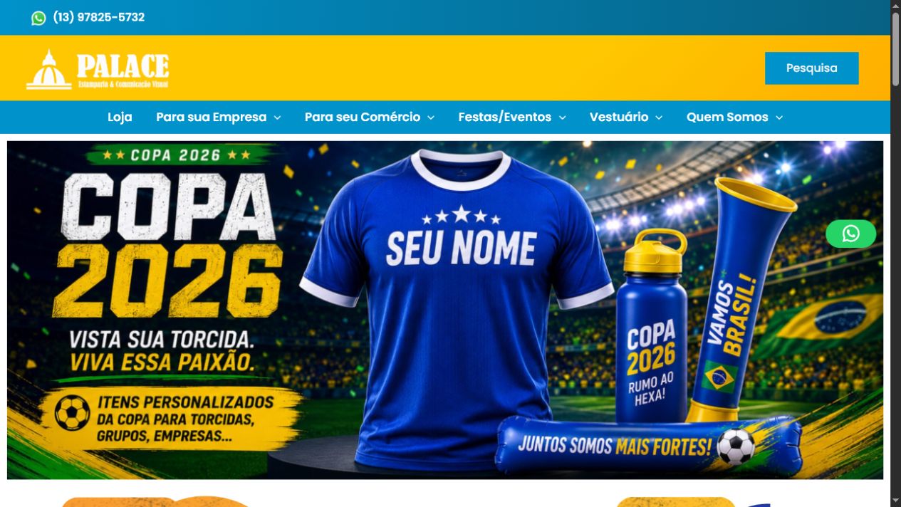 Website Palace Estamparia em tela de computador
