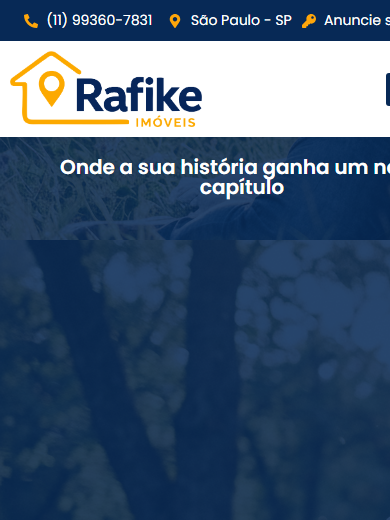 Website Rafik Imóveis em versão mobile
