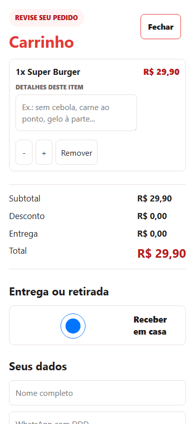 Carrinho mobile do Super Delivery